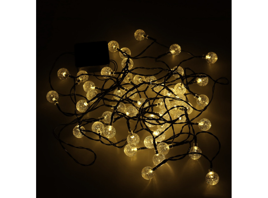 Solární zahradní osvětlení kuličky - 7 m 50 LED - teplá bílá