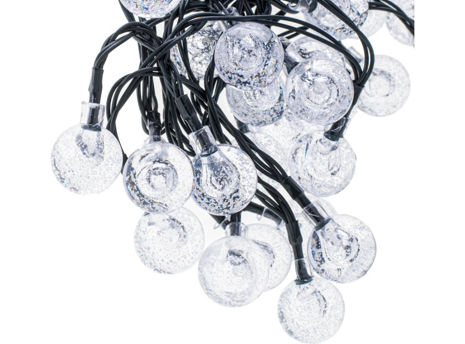 Solární zahradní osvětlení kuličky - 7 m 50 LED - studená bílá