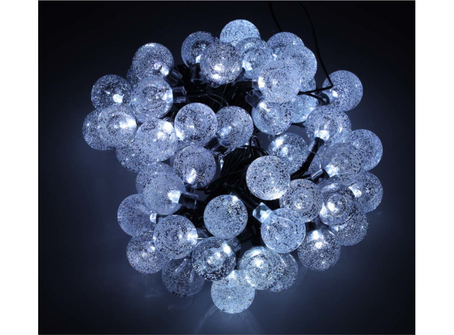 Solární zahradní osvětlení kuličky - 7 m 50 LED - studená bílá