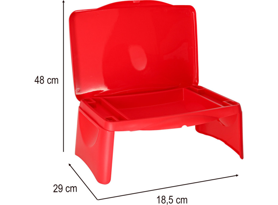 Dětský stolek do auta s úložným prostorem červený