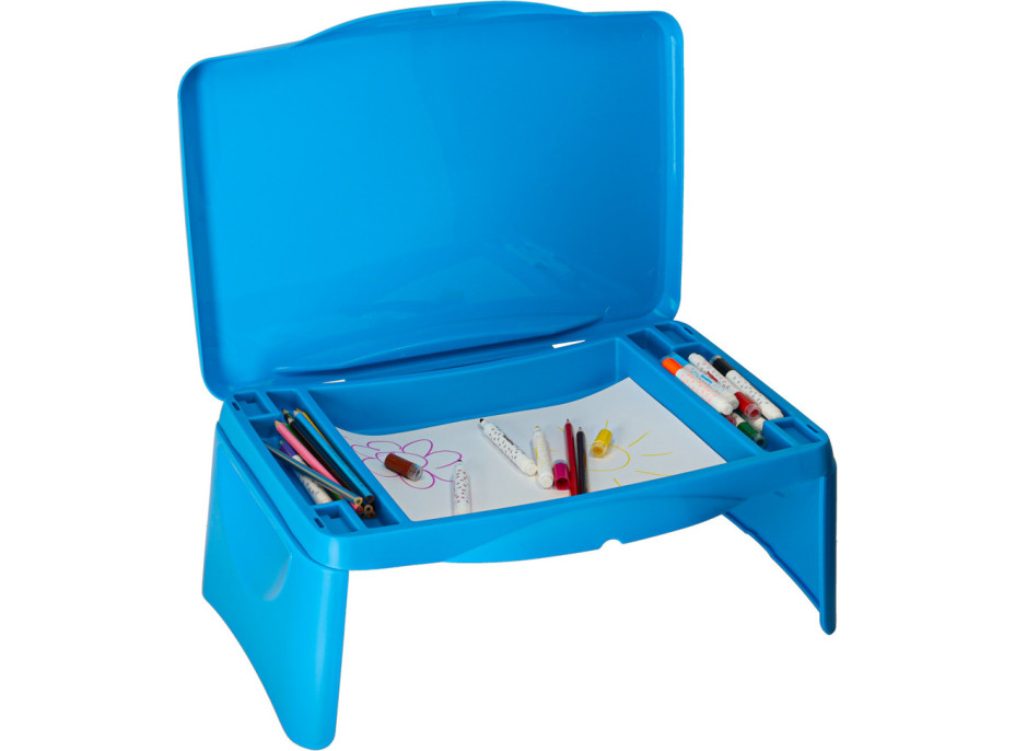 Dětský stolek do auta s úložným prostorem - modrý