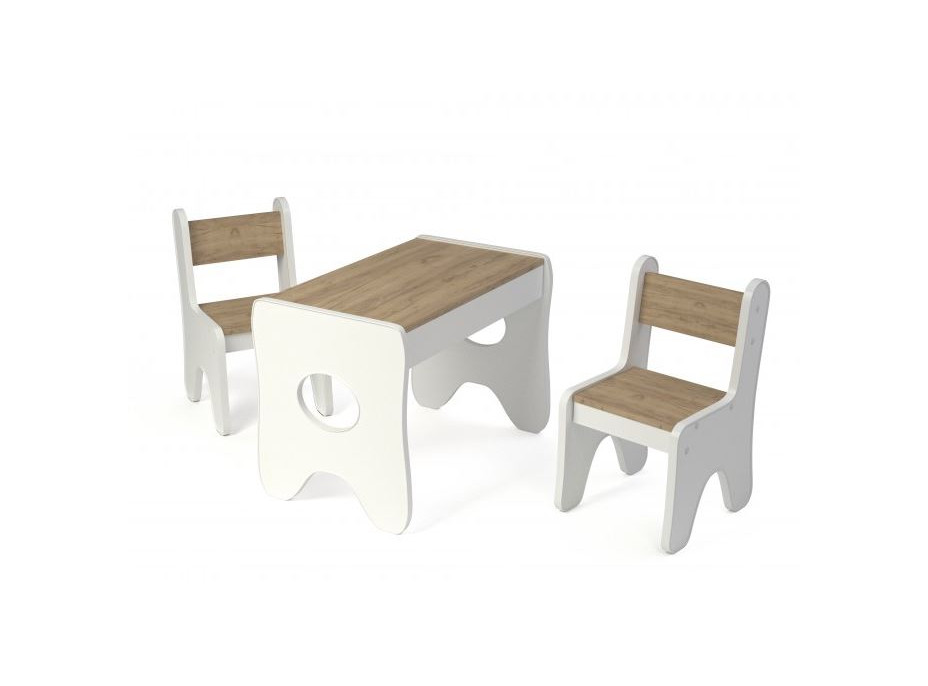 Dětský stolek se šuplíkem a dvěma židličkami - dub craft zlatý