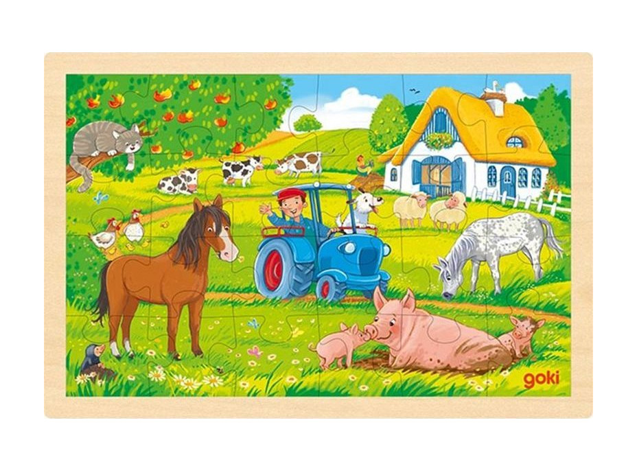 GOKI Dřevěné puzzle Farma 24 dílků