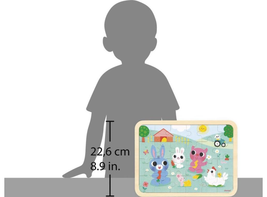 JANOD Dřevěné puzzle s hledáním rozdílů Farma 24 dílků