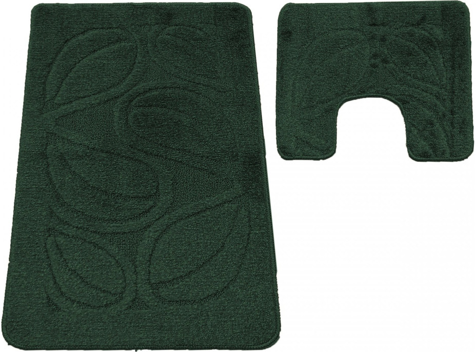 Sada koupelnových předložek s výřezem TÁŇA - flora - lahvově zelená