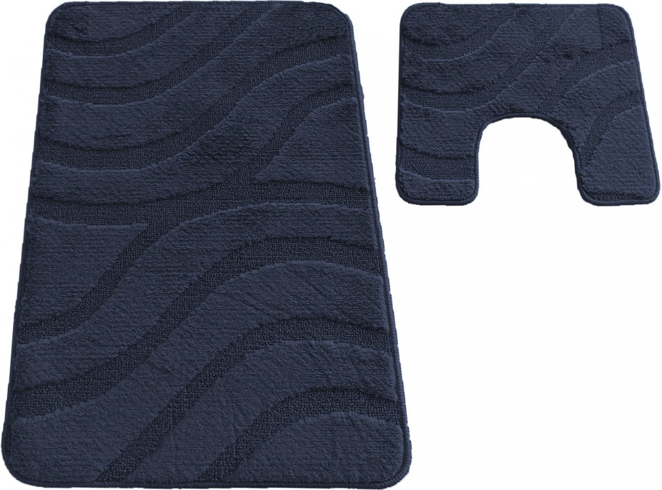 Sada koupelnových předložek s výřezem TÁŇA - symphony - tmavě modrá