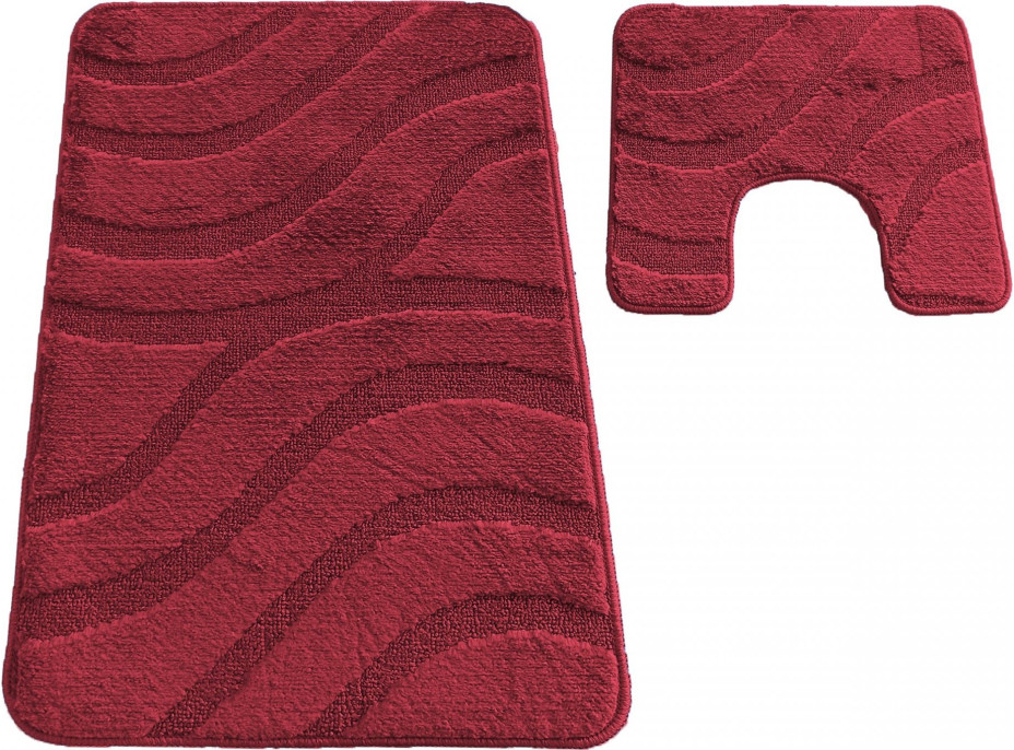 Sada koupelnových předložek s výřezem TÁŇA - symphony - tmavě červená