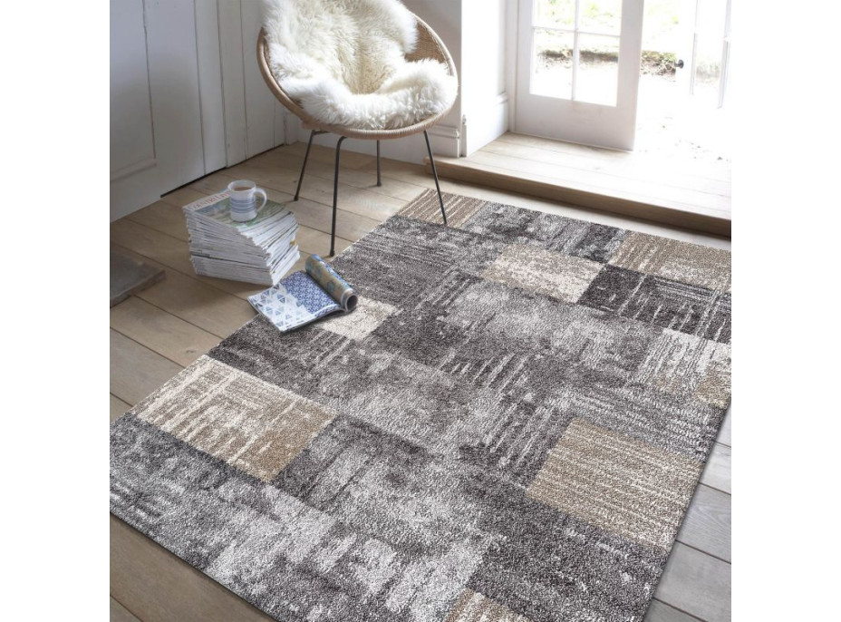 Kusový koberec PANNE squares - odstíny šedé