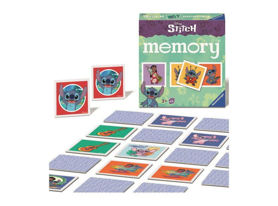 RAVENSBURGER Pexeso Disney: Stitch, 48 kartiček