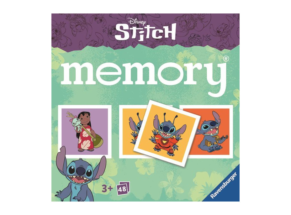 RAVENSBURGER Pexeso Disney: Stitch, 48 kartiček