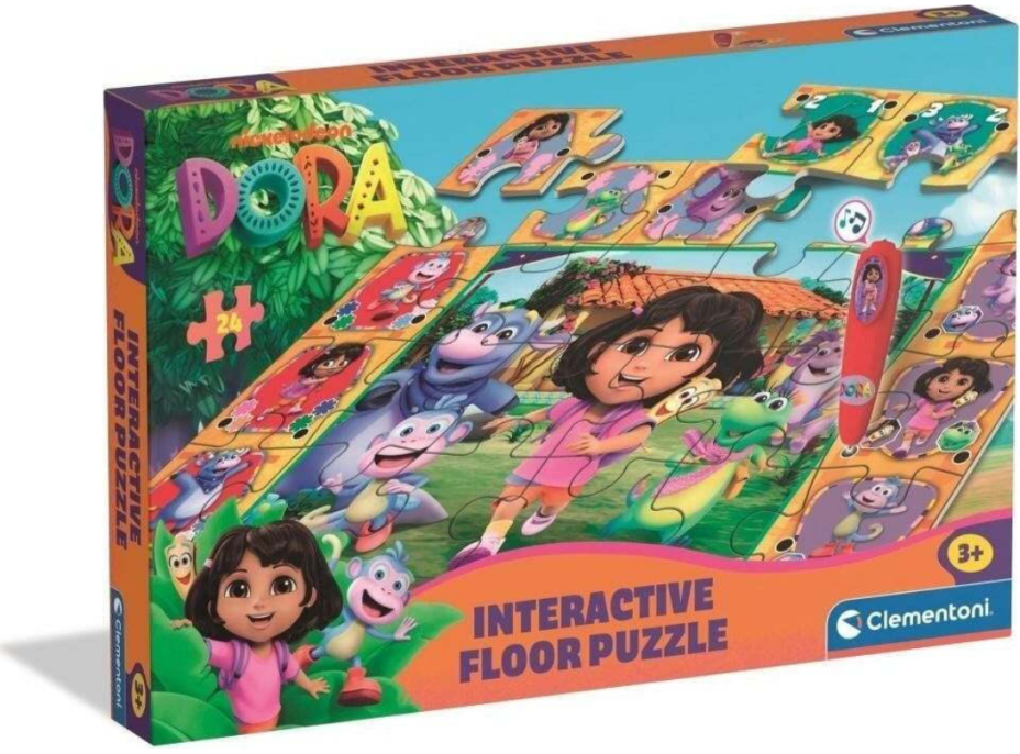 CLEMENTONI Podlahové puzzle s interaktivním perem Dora průzkumnice 24 dílků