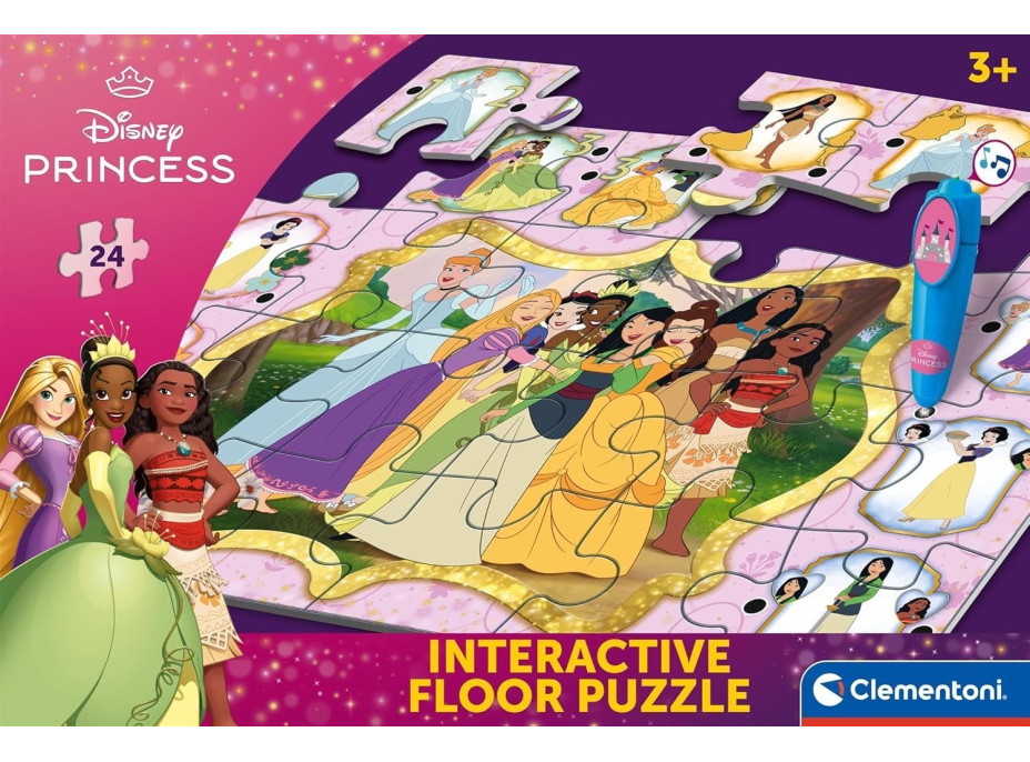 CLEMENTONI Podlahové puzzle s interaktivním perem Princezny 24 dílků