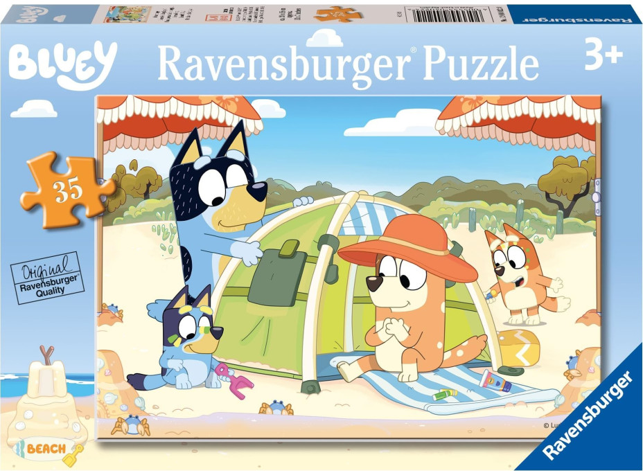RAVENSBURGER Puzzle Bluey na pláži 35 dílků
