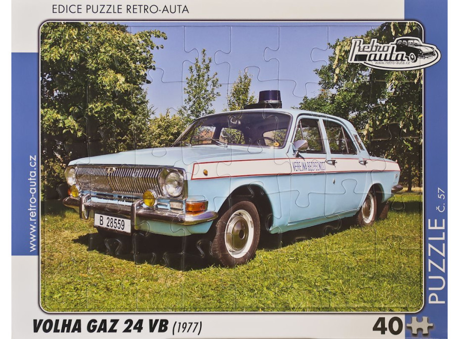RETRO-AUTA Puzzle č.57 VOLHA GAZ 24 VB (1977) 40 dílků