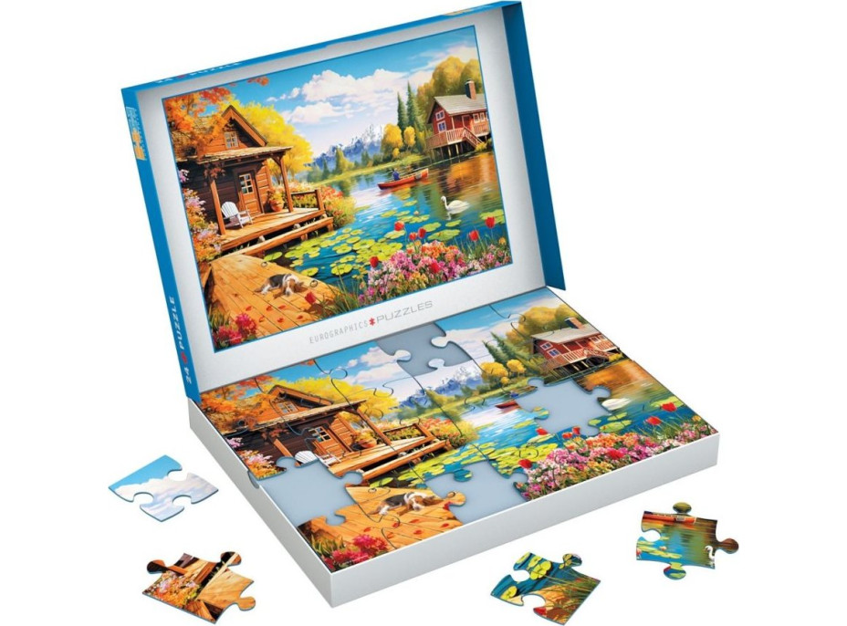 EUROGRAPHICS Puzzle Connecting Pieces: Chata u jezera 24 dílků