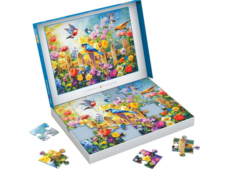 EUROGRAPHICS Puzzle Connecting Pieces: Hraví zahradní ptáci 24 dílků