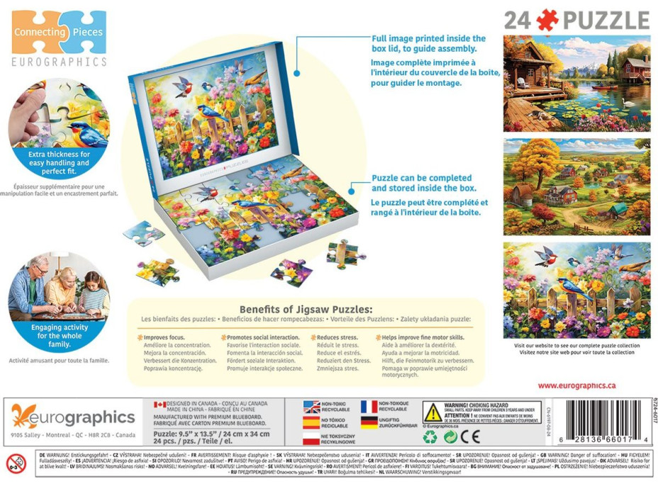 EUROGRAPHICS Puzzle Connecting Pieces: Hraví zahradní ptáci 24 dílků