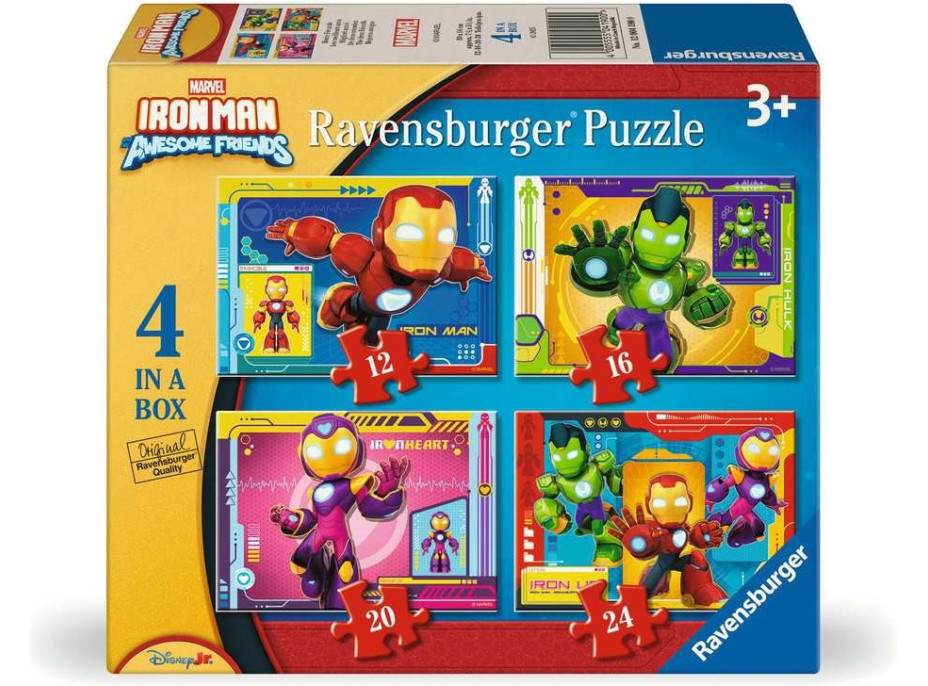 RAVENSBURGER Puzzle Iron Man a jeho úžasní přátelé 4v1 (12,16,20,24 dílků)