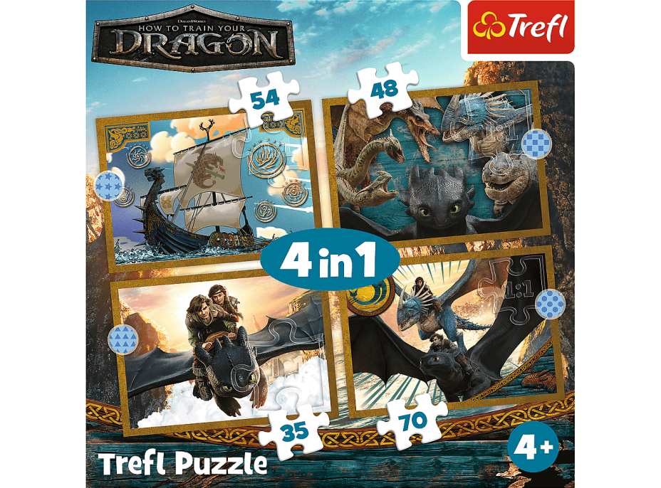 TREFL Puzzle Jak vycvičit draka: Dračí dny 4v1 (35,48,54,70 dílků)