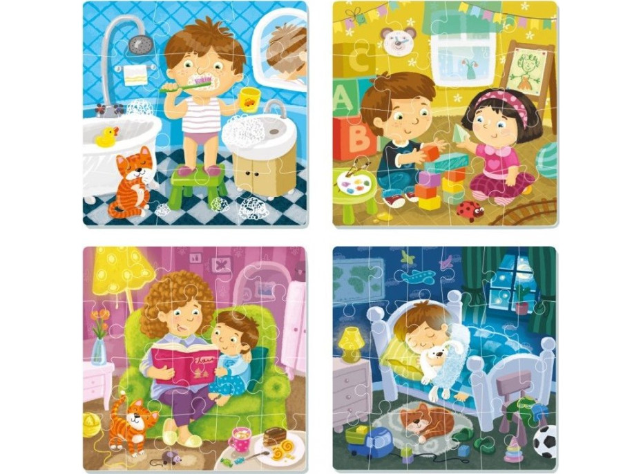 DODO Puzzle Můj den 4v1 (12,16,20,24 dílků)