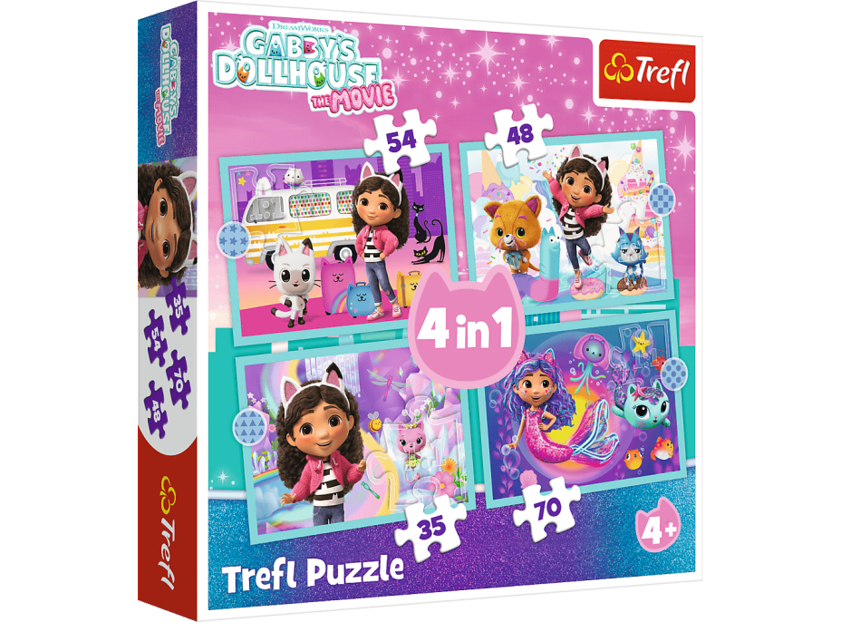 TREFL Puzzle Gábinin kouzelný domek: Velká dobrodružství 4v1 (35,48,54,70 dílků)