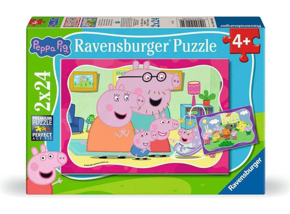 RAVENSBURGER Puzzle Prasátko Peppa 2x24 dílků