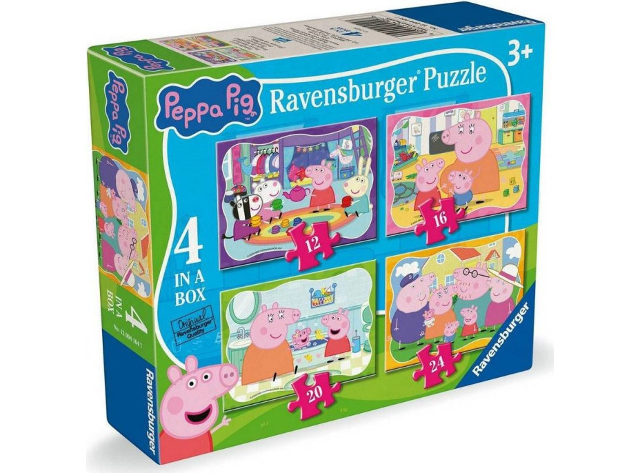RAVENSBURGER Puzzle Prasátko Peppa 4v1 (12,16,20,24 dílků)