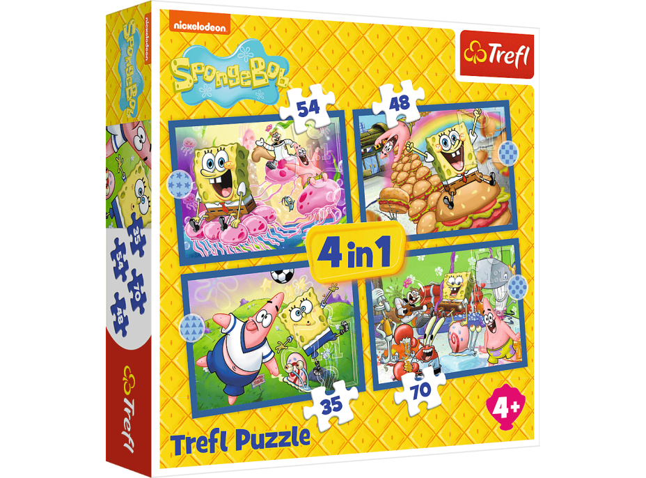 TREFL Puzzle SpongeBobův život 4v1 (35,48,54,70 dílků)