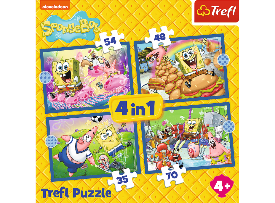TREFL Puzzle SpongeBobův život 4v1 (35,48,54,70 dílků)
