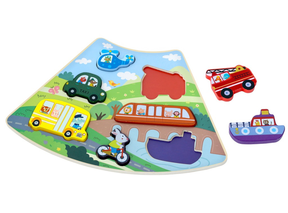 2Kids Toys Dřevěné puzzle Dopravní prostředky propojitelné