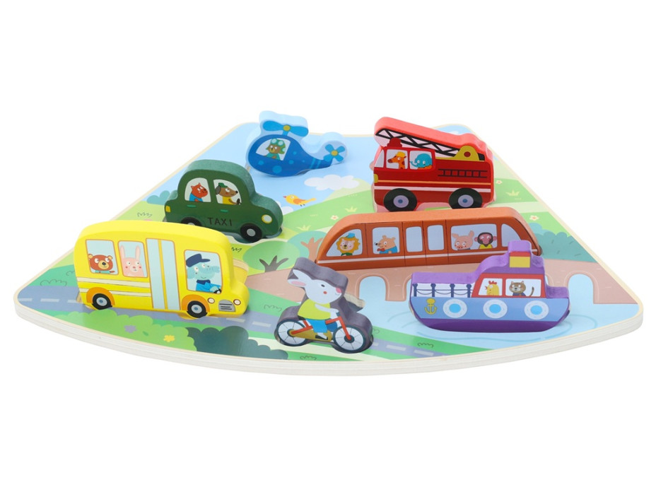 2Kids Toys Dřevěné puzzle Dopravní prostředky propojitelné