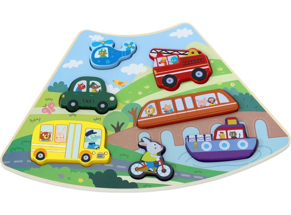 2Kids Toys Dřevěné puzzle Kruh propojitelné 6 v 1