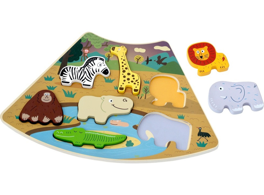 2Kids Toys Dřevěné puzzle Safari propojitelné