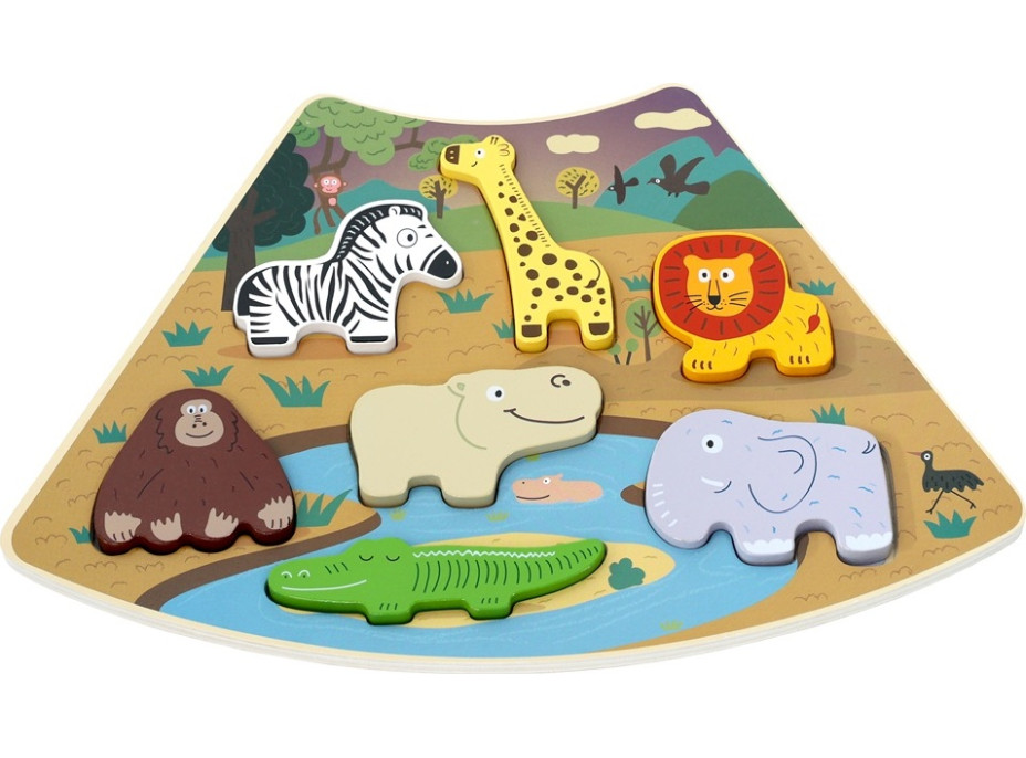 2Kids Toys Dřevěné puzzle Kruh propojitelné 6 v 1