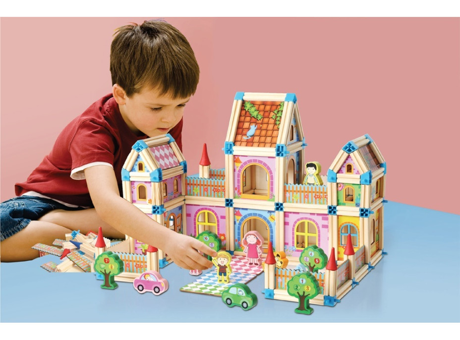 2Kids Toys Dřevěná stavebnice Zámek barevný