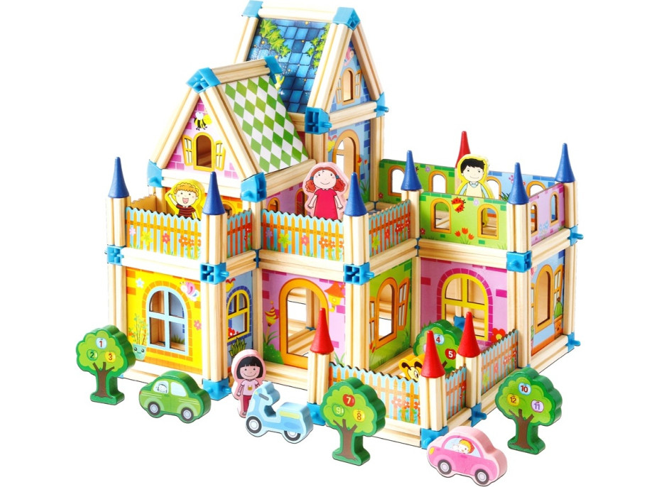 2Kids Toys Dřevěná stavebnice Zámek barevný