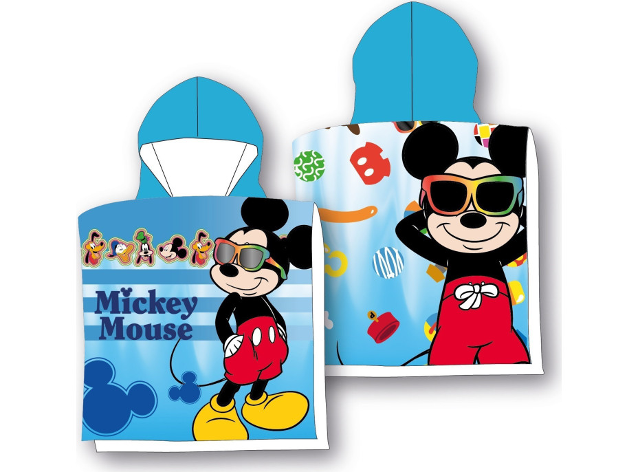 Dětská rychleschnoucí osuška s kapucí MICKEY MOUSE 50x100 cm - světle modrá