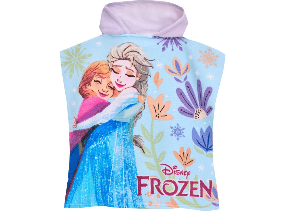 Dětská rychleschnoucí osuška s kapucí FROZEN 50x100 cm - fialová/světle modrá