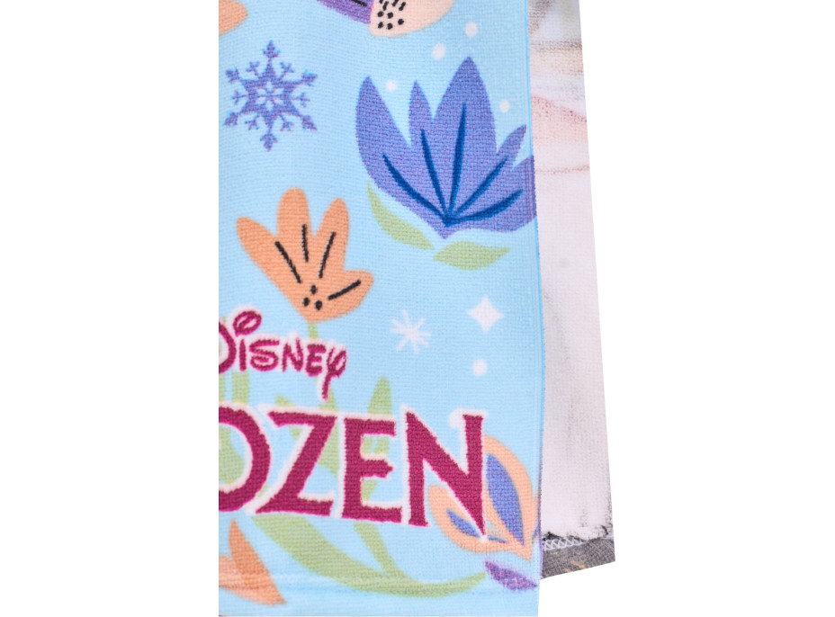 Dětská rychleschnoucí osuška s kapucí FROZEN 50x100 cm - fialová/světle modrá