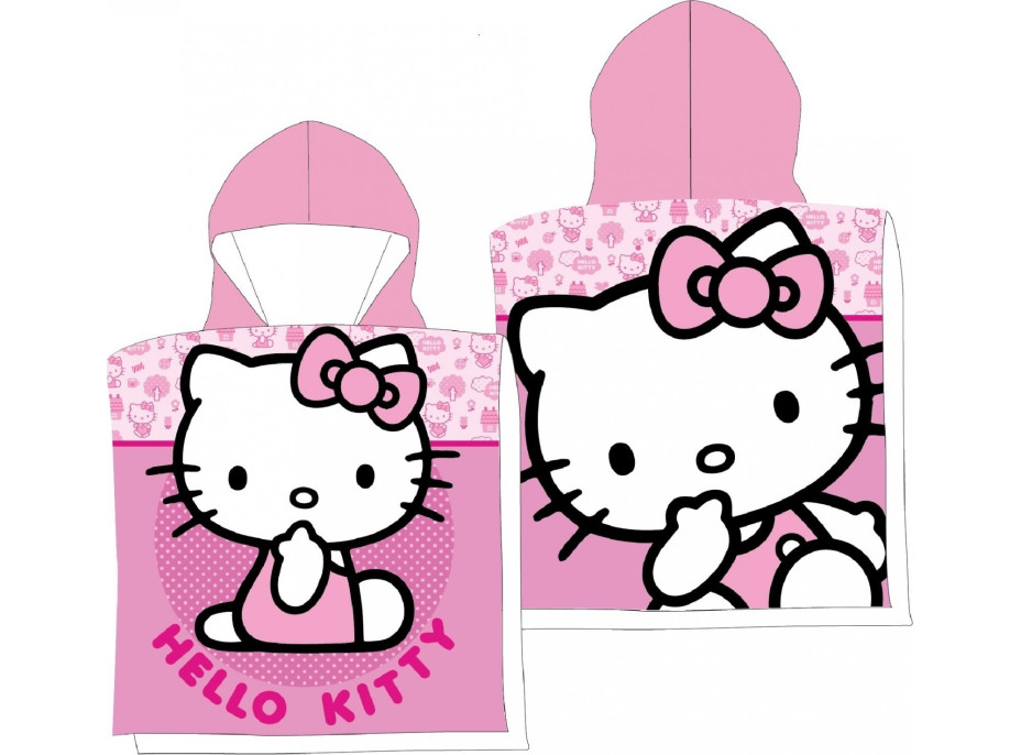 Dětská rychleschnoucí osuška s kapucí HELLO KITTY 50x100 cm - růžová