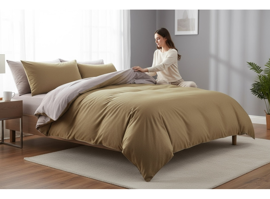 Ložní povlečení z mikrovlákna NATURAL TAUPE - 160x200 cm - šedé/béžové