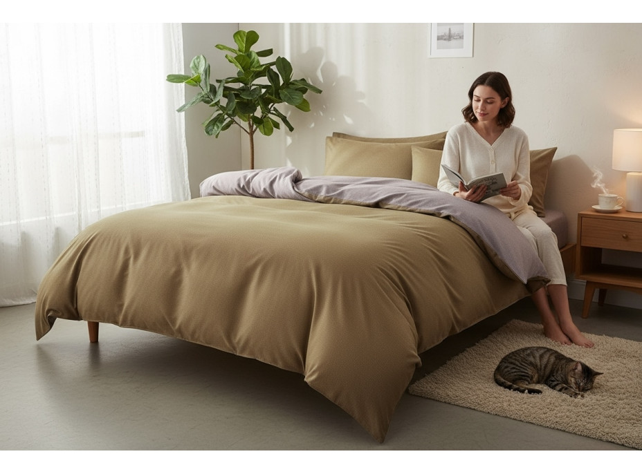 Ložní povlečení z mikrovlákna NATURAL TAUPE - 160x200 cm - šedé/béžové