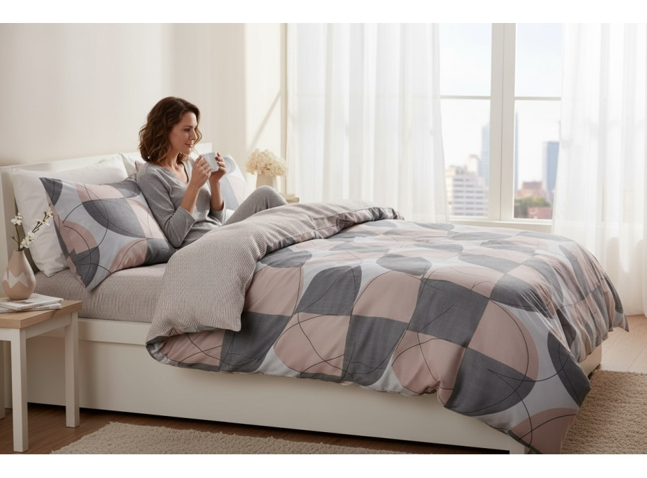 Ložní povlečení z mikrovlákna SATIN TAUPE - 160x200 cm - šedé/béžové