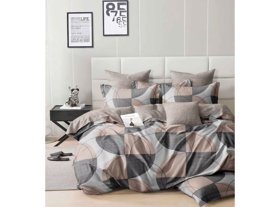 Ložní povlečení z mikrovlákna SATIN TAUPE - 160x200 cm - šedé/béžové