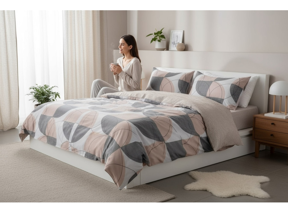 Ložní povlečení z mikrovlákna SATIN TAUPE - 160x200 cm - šedé/béžové