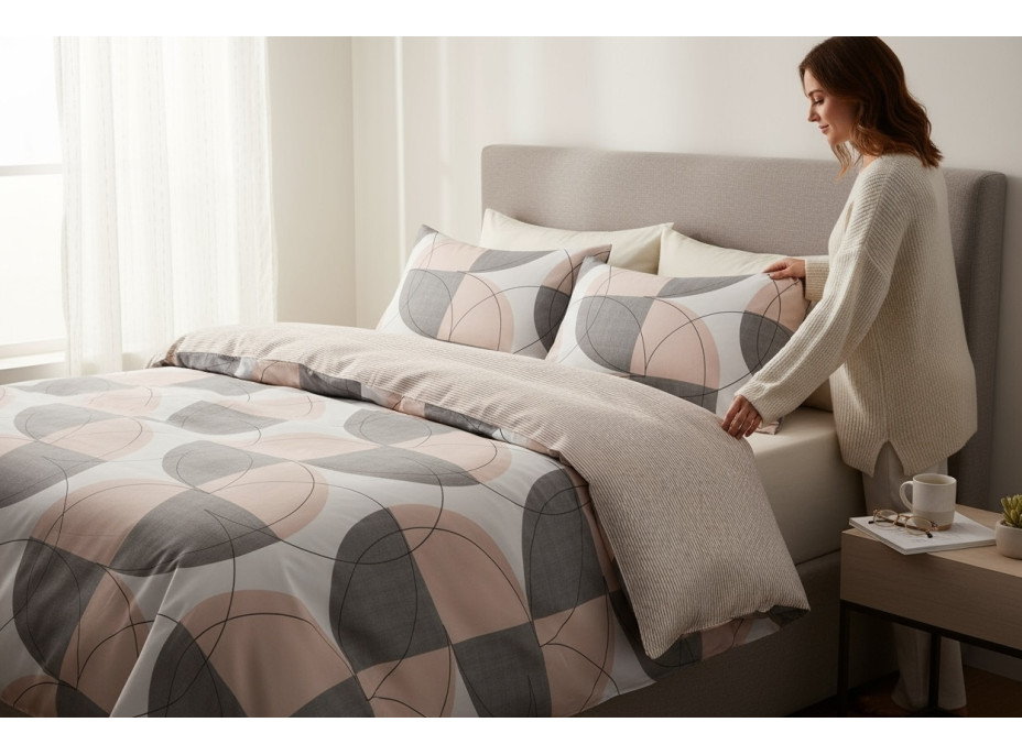 Ložní povlečení z mikrovlákna SATIN TAUPE - 160x200 cm - šedé/béžové