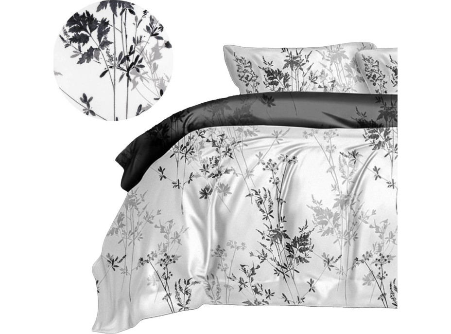 Ložní povlečení z mikrovlákna SATIN DREAM - 160x200 cm - bílé/šedé