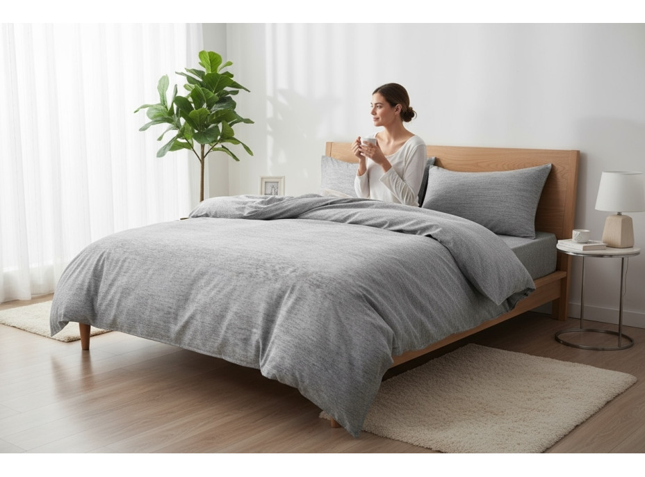 Ložní povlečení z mikrovlákna JERSEY STYLE - 160x200 cm - šedé