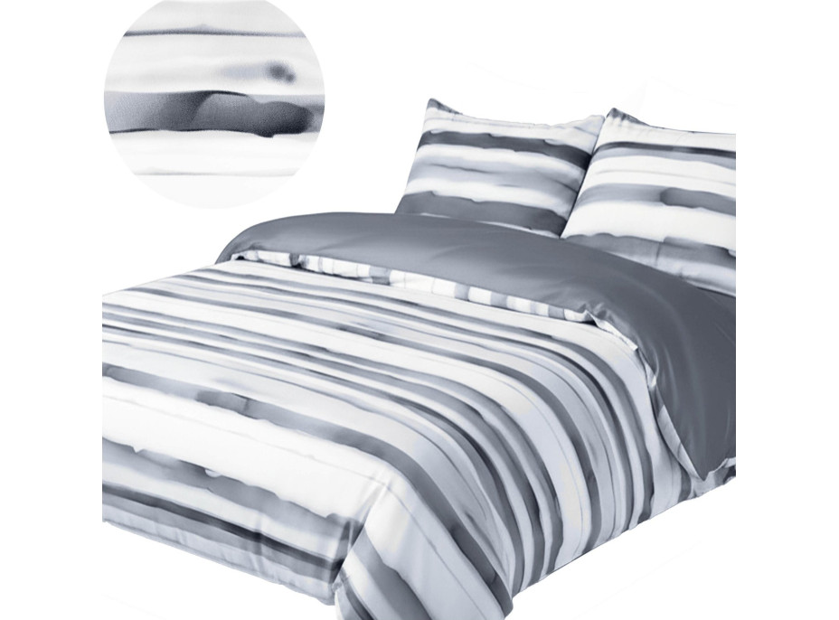 Ložní povlečení z mikrovlákna SATIN ELEGANCE - 160x200 cm - šedé/bílé
