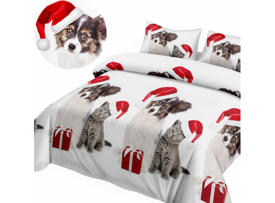 Ložní povlečení z mikrovlákna HAPPY CHRISTMAS - 160x200 cm - bílé